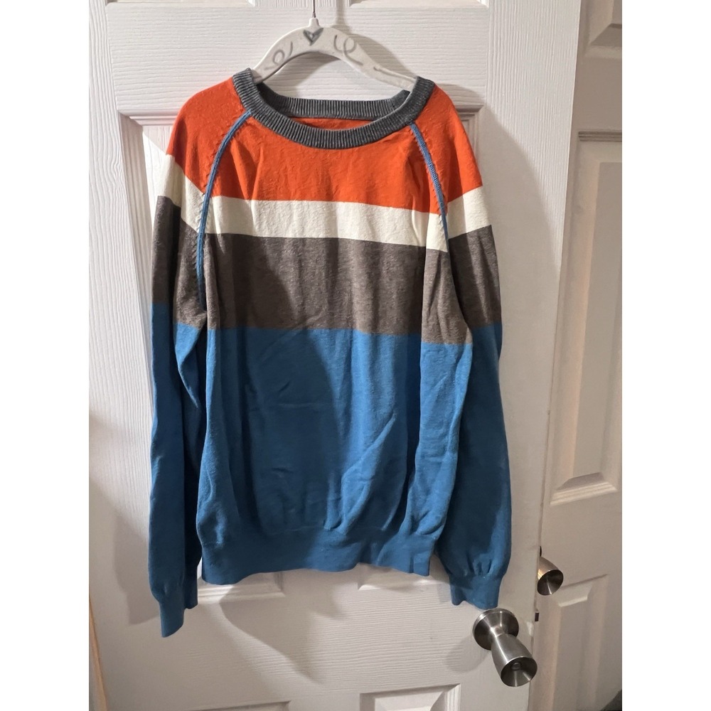 Boden Youth Sweater Size 11/12 Youth Orange‎ White Blue Brown